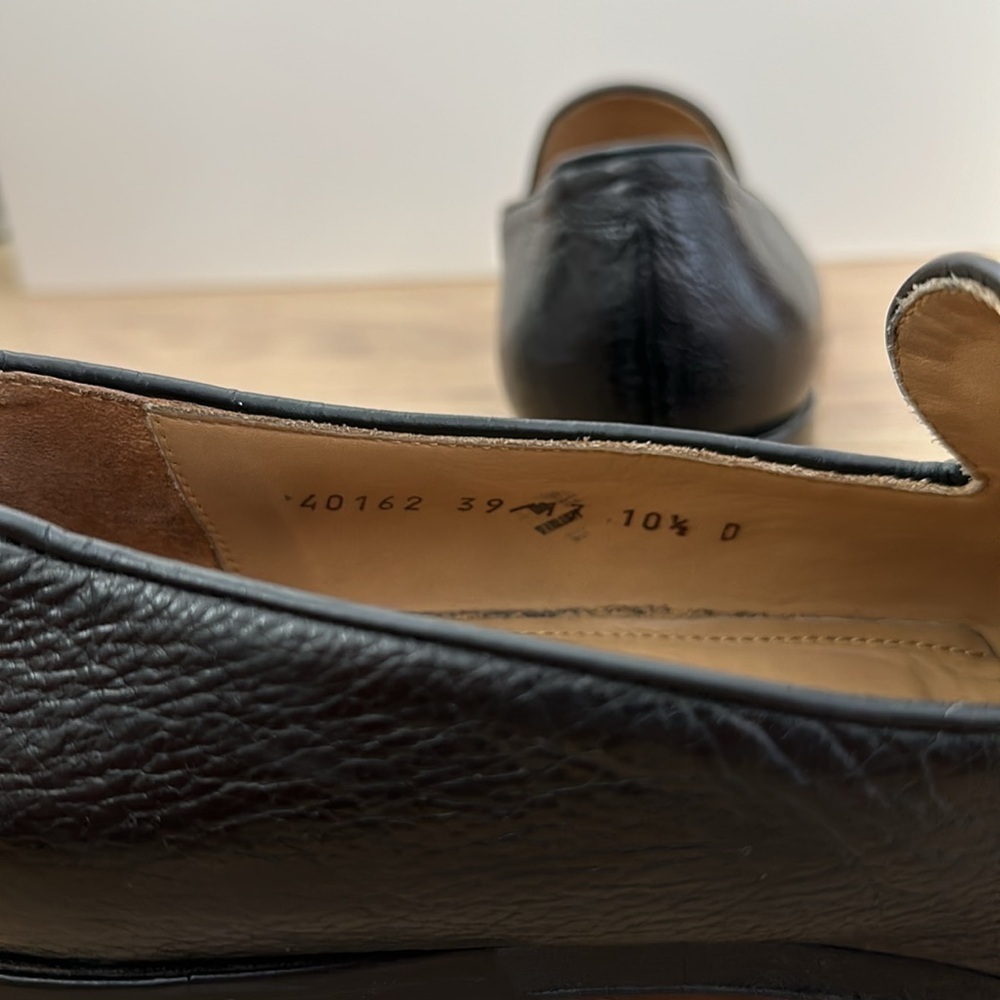 Allen Edmonds Perugia Men’s 10.5 Italian Leather Tassle Loafers Slip On Black - Picture 5 of 9
